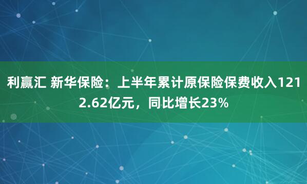 利赢汇 新华保险：上半年累计原保险保费收入1212.62亿元，同比增长23%